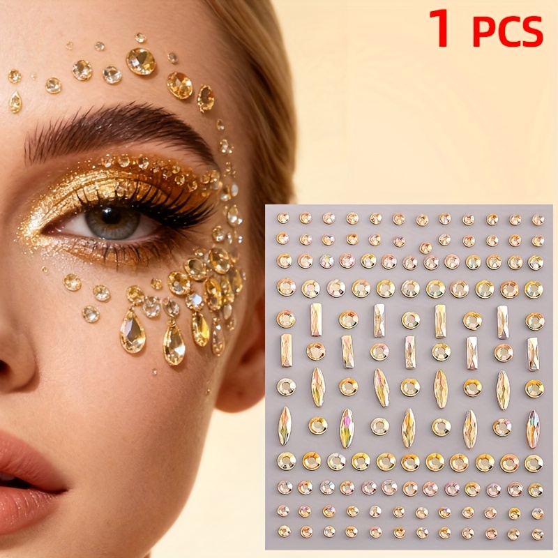 TEMU 1/2pcs Adesivi Strass 3D per , Strass Occhio a Lacrima per Trucco da Festa, Accessori Durevoli Y2K per Natale, San Valentino Musicali,