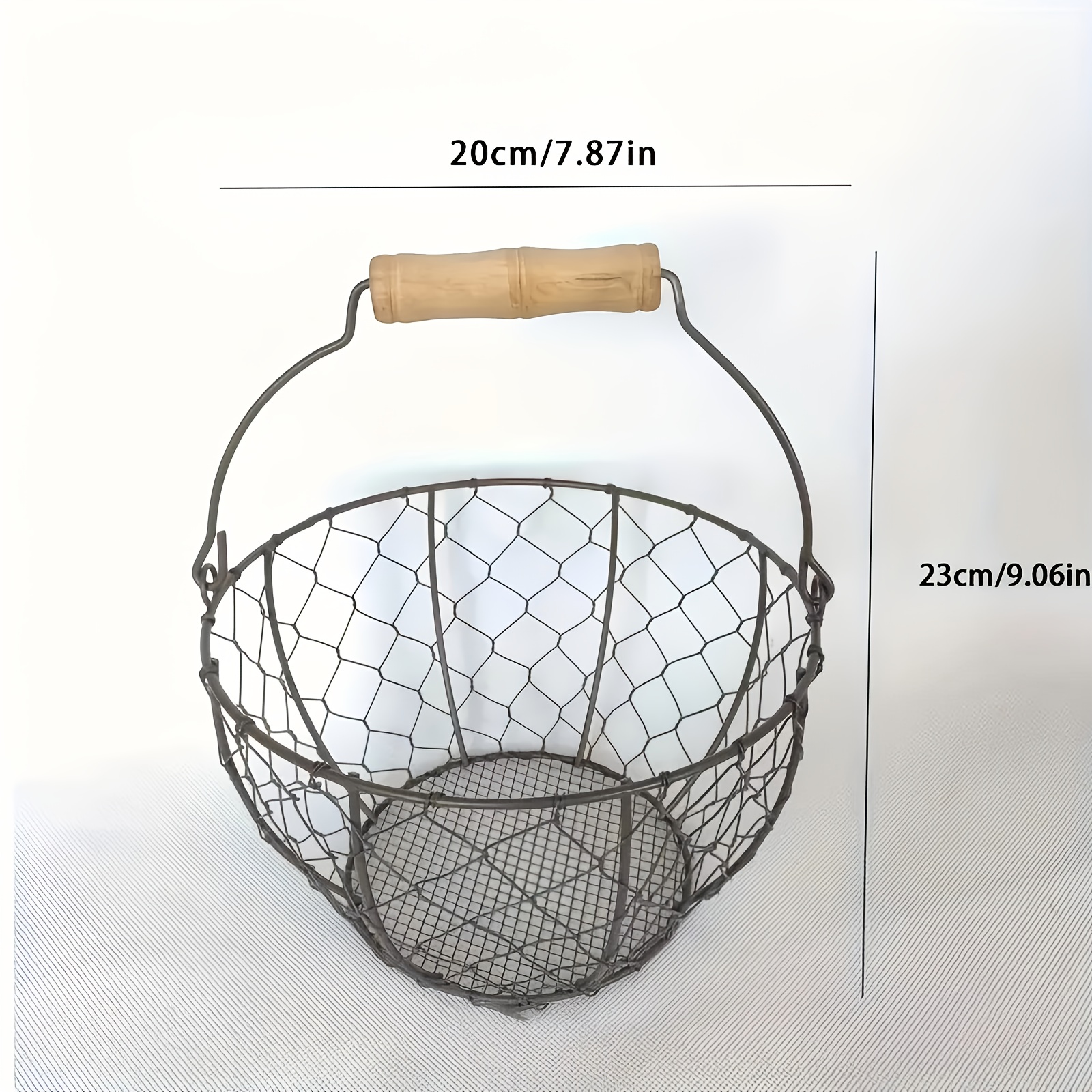 1pc Cross-border Wrought Basket Egg Basket, Storage Basket Basket Kitchen Storage Basket, Farmhouse Style Egg Collection Basket With Handle