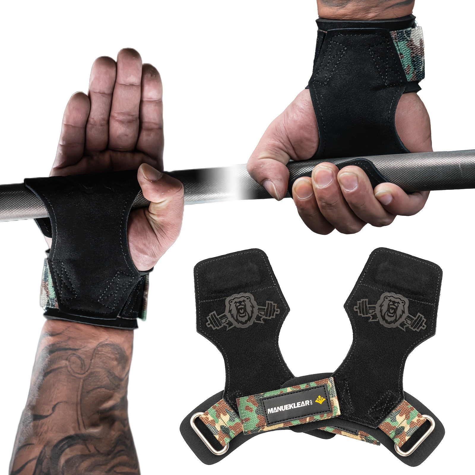 MANUEKLEAR gewichthefbanden voor de sportschool, duurzame gewichthefbanden, dempende polsbanden