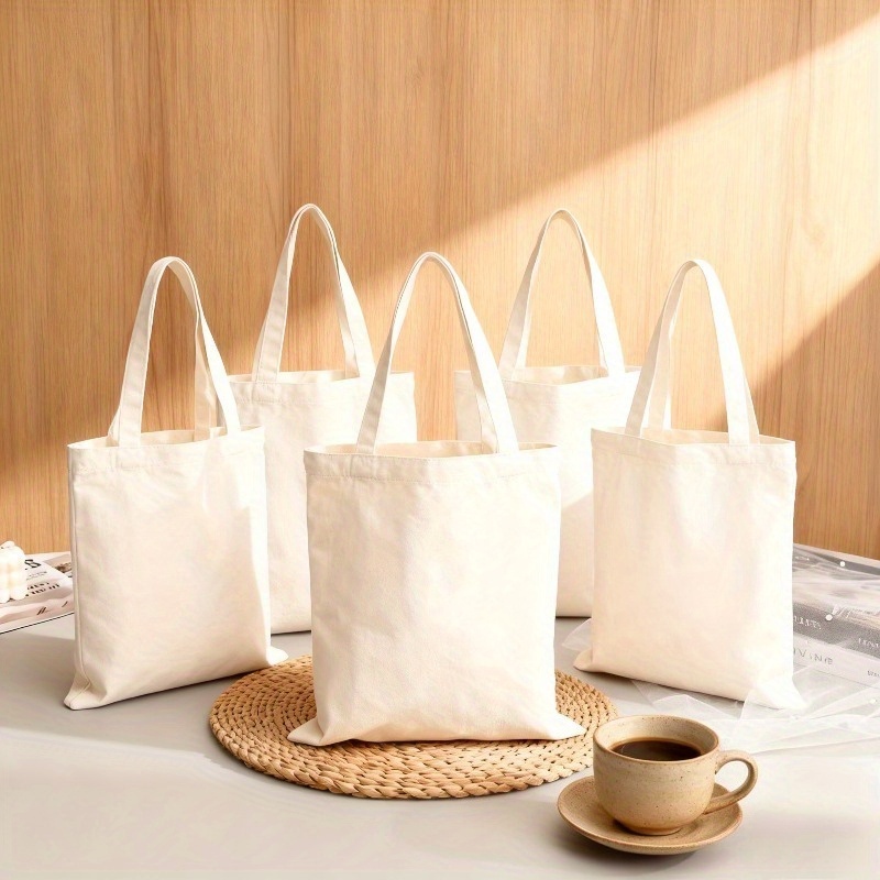 5pcs 10pcs white canvas tote bags reusable bulk shopping Temu