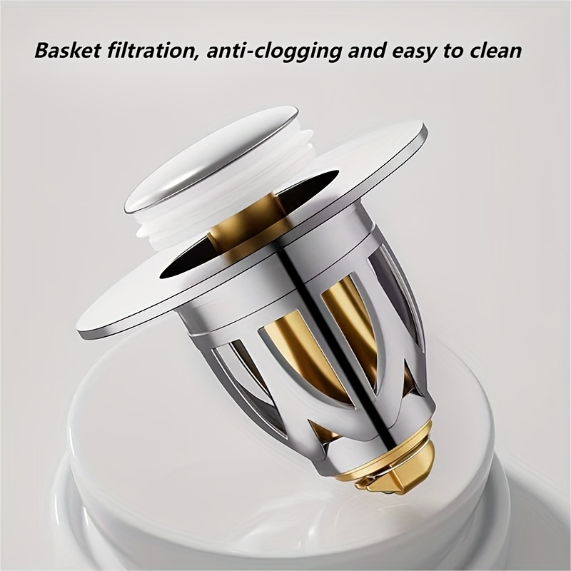 multi functional universal stainless steel   up sink drain filter universal basin drain stopper garbage and hair collector stainless steel drain odor trap press type filter   functional sink drain accessory basin stopper  