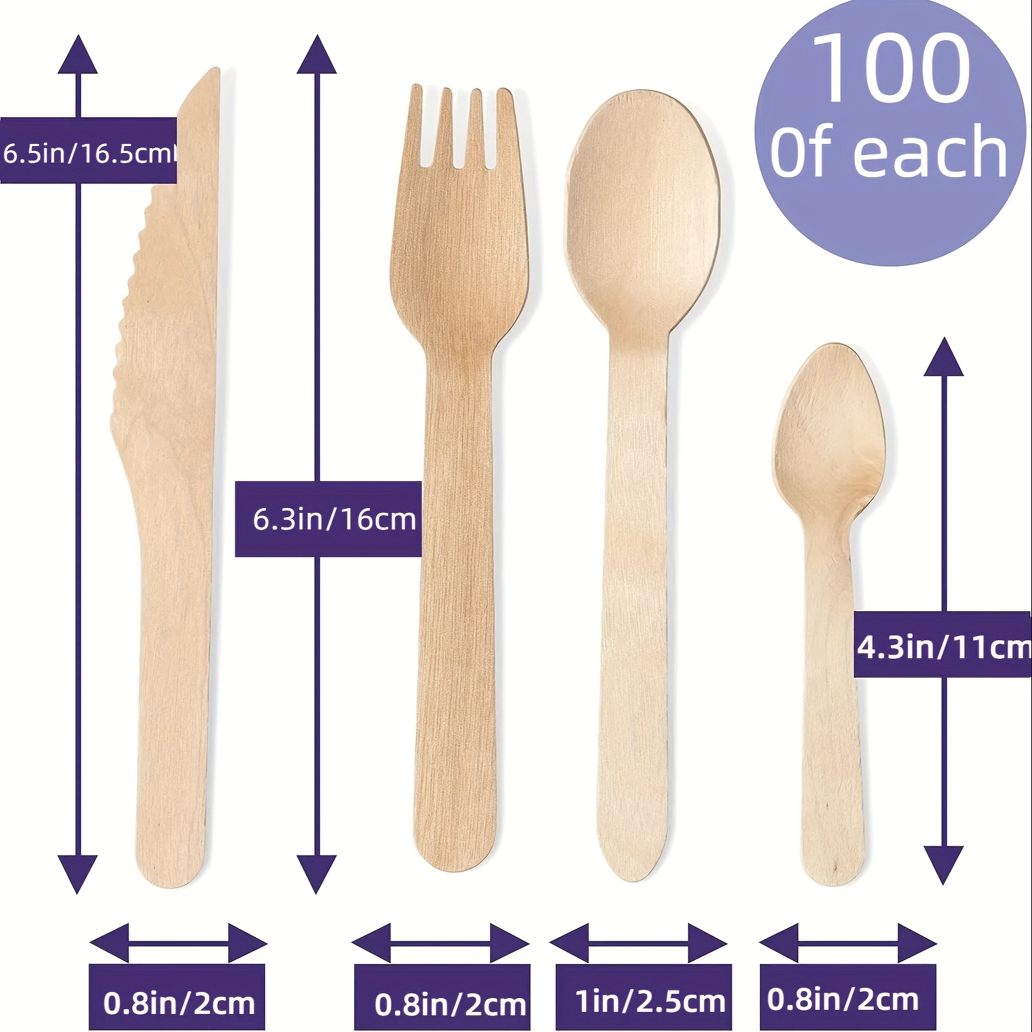 Image of This Set Of 400 Disposable Utensils Includes 100 Six-inch Knives, 100 Five-inch Spoons And Forks, And 100 Spoons. Are Perfect For Garden Parties, , Gatherings, And Festive Gifts