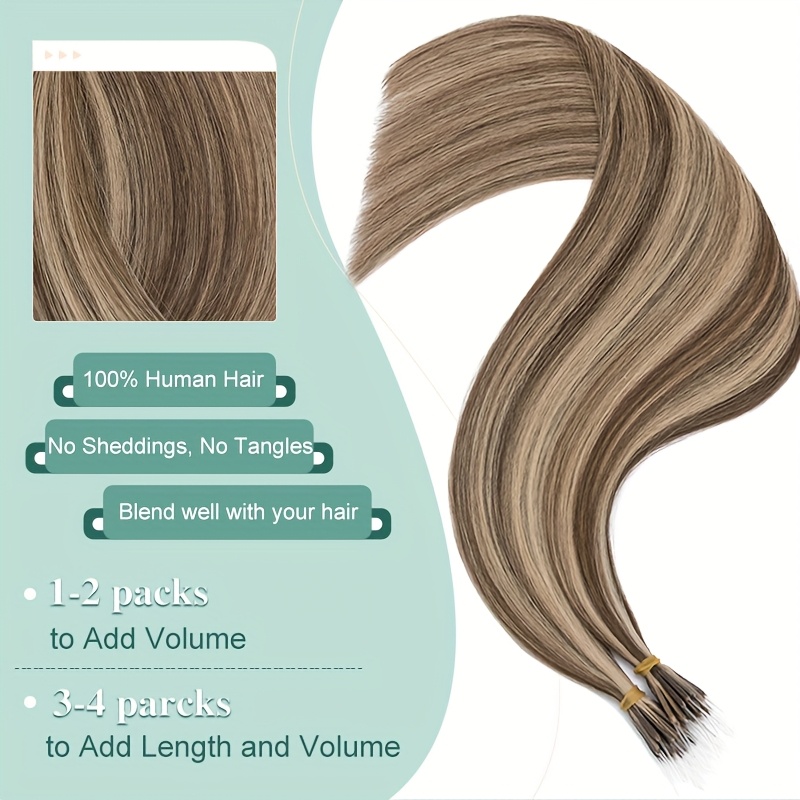 elastic linkdouble drawn human hair extensions     beads   hair extensions 50g pack 100 human hair details 1