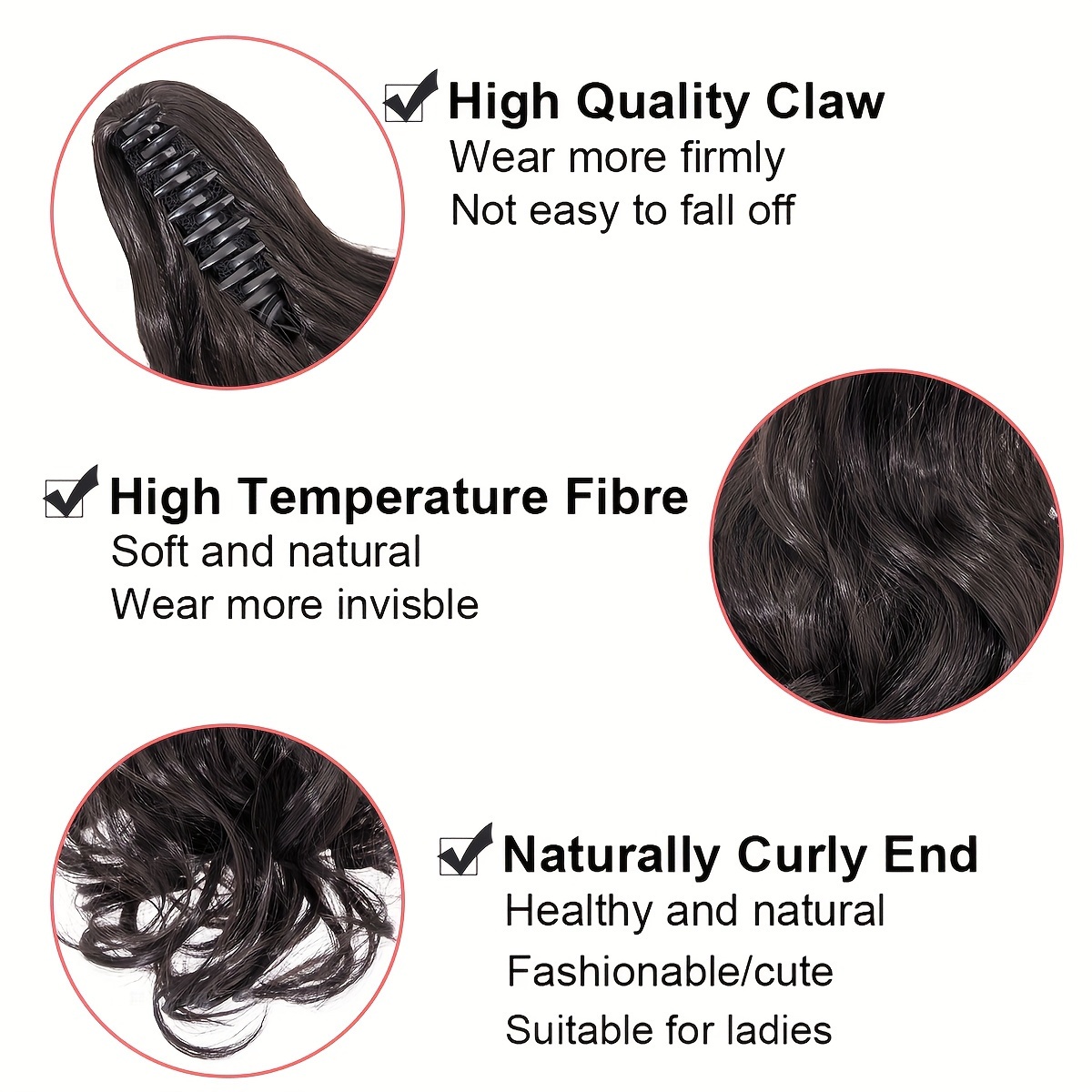   14 ponytail extensions claw short thick wavy curly claw clip in pony tails hairpiece soft natural looking synthetic hairpiece for women medium blonde with white blonde highlights for halloween gift details 2