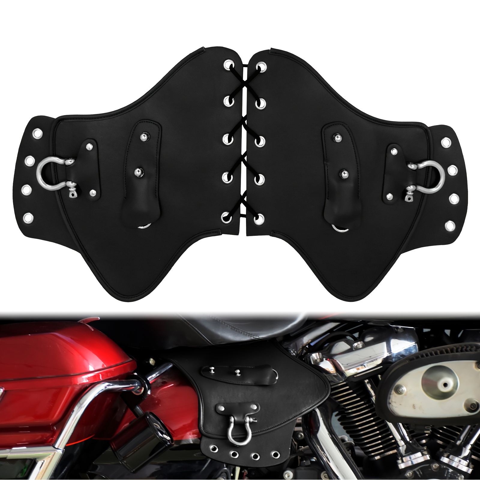 TEMU Motorcycle Pu Black Leather Heat Shield Deflectors For Xl For Touring For Street Glide Flhr For