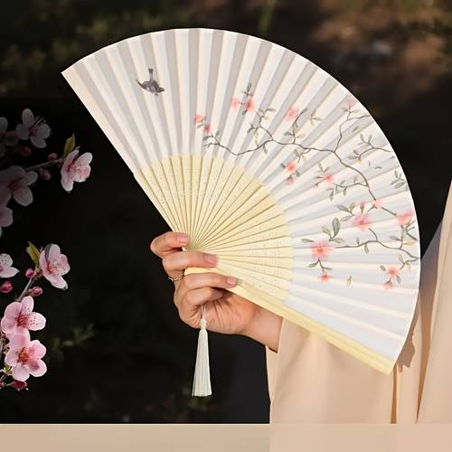 elegante dames vouwventilator - lichtgewicht handventilator geschikt voor bruiloften, feesten, hete evenementen - bloemenkoelventilator met decoratieve langzame ventilator voor dansoptredens & historische evenementen