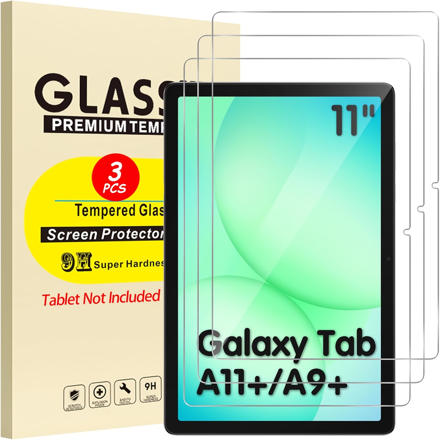 TEMU Pellicola per Tablet Confezione da 3 per for Samsung A9 Plus/A11 Plus/A9+/A11+ 11 pollici, Vetro Temperato, Senza Bolle, Installazione Facile