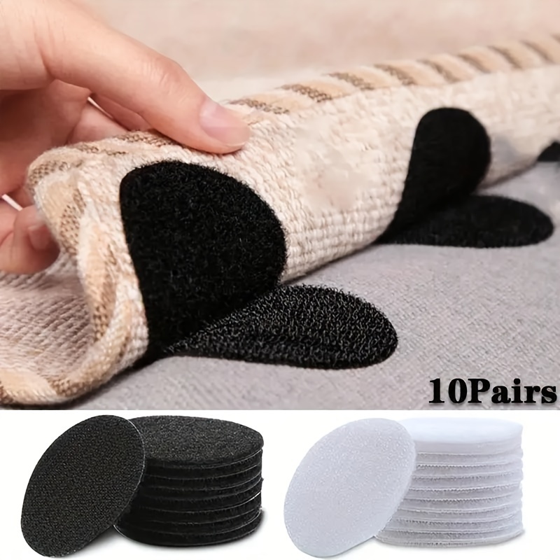 

2pcs Strong Adhesive Hook And Loop Tape For Securing Bed Sheets, Sofa Cushions & Carpets - Non-slip Nylon Sticky Pads