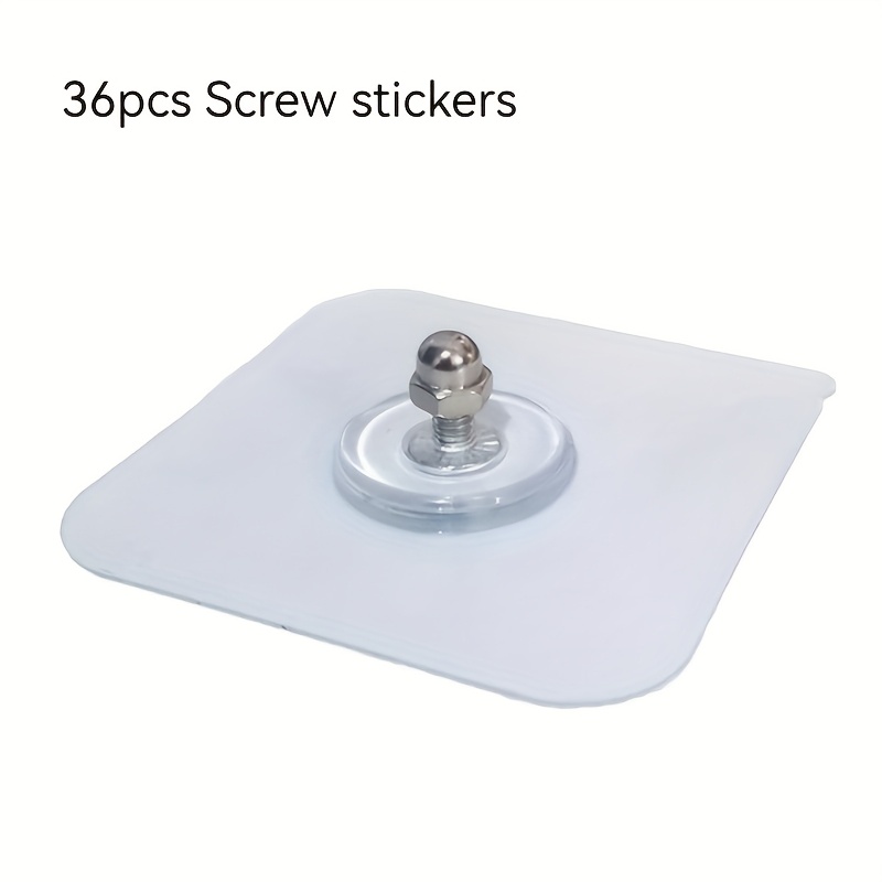 Image of 12pcs/24pcs/36pcs Punch-free Screw Stickers, Strong Adhesive, Traceless Nail Stickers, Bathroom Shelves, Nail-free Photo Frame Stickers