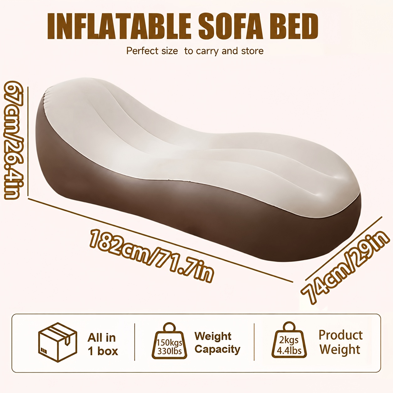 Image of 3-in-1 Heavy-duty Inflatable Air Mattress With Built-in Pillow - Ergonomic Sofa Bed & Lounger, Lightweight & Portable For Camping, Travel