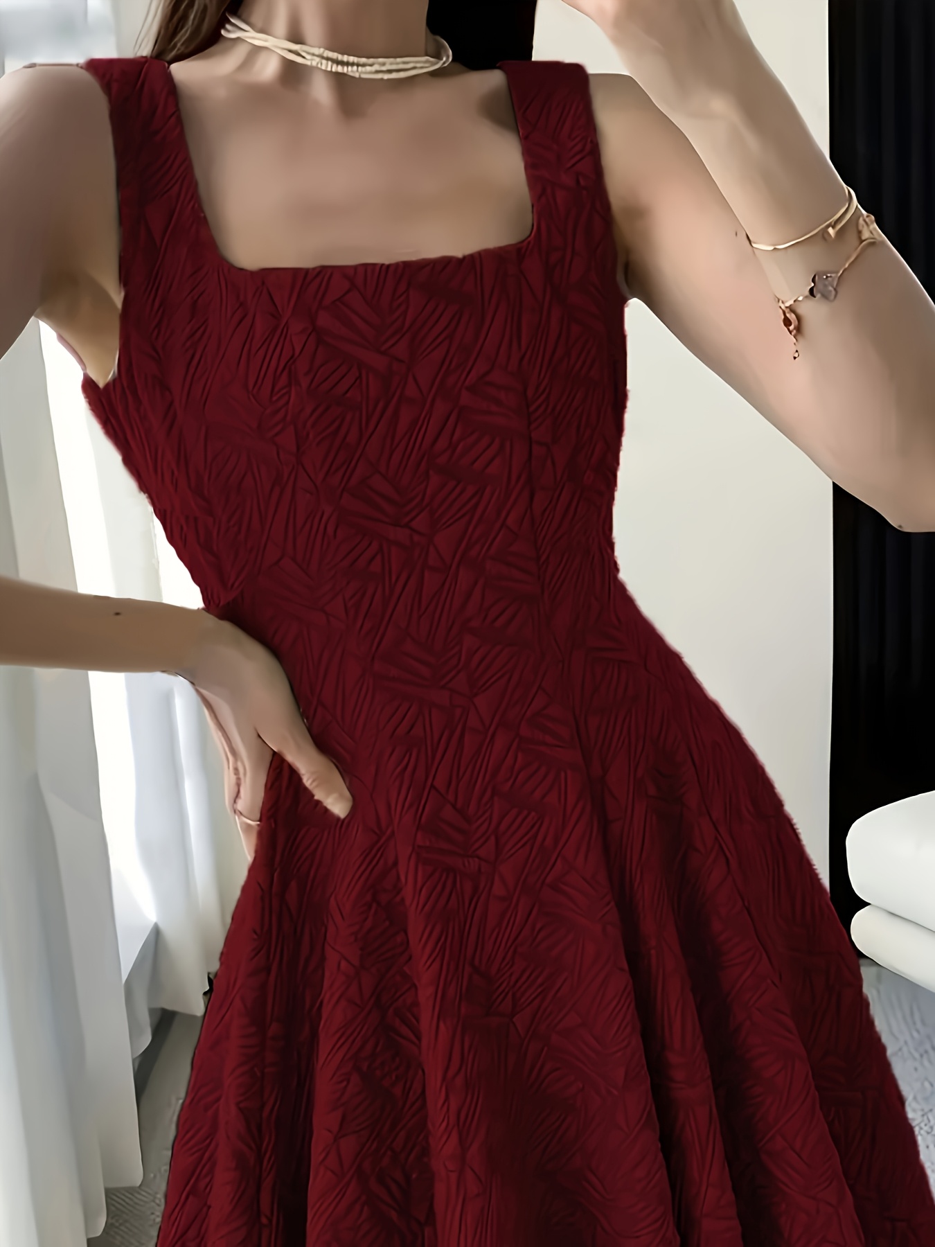 princess polly baby blue dress Women's Burgundy Lace Sleeve Maxi Dress, High Slit Ruched Design, Square  Neck Formal Wear Evening Gown, Fitted Fashion Elegance Style, All Seasons  Wear, Long Sleeve main image 1