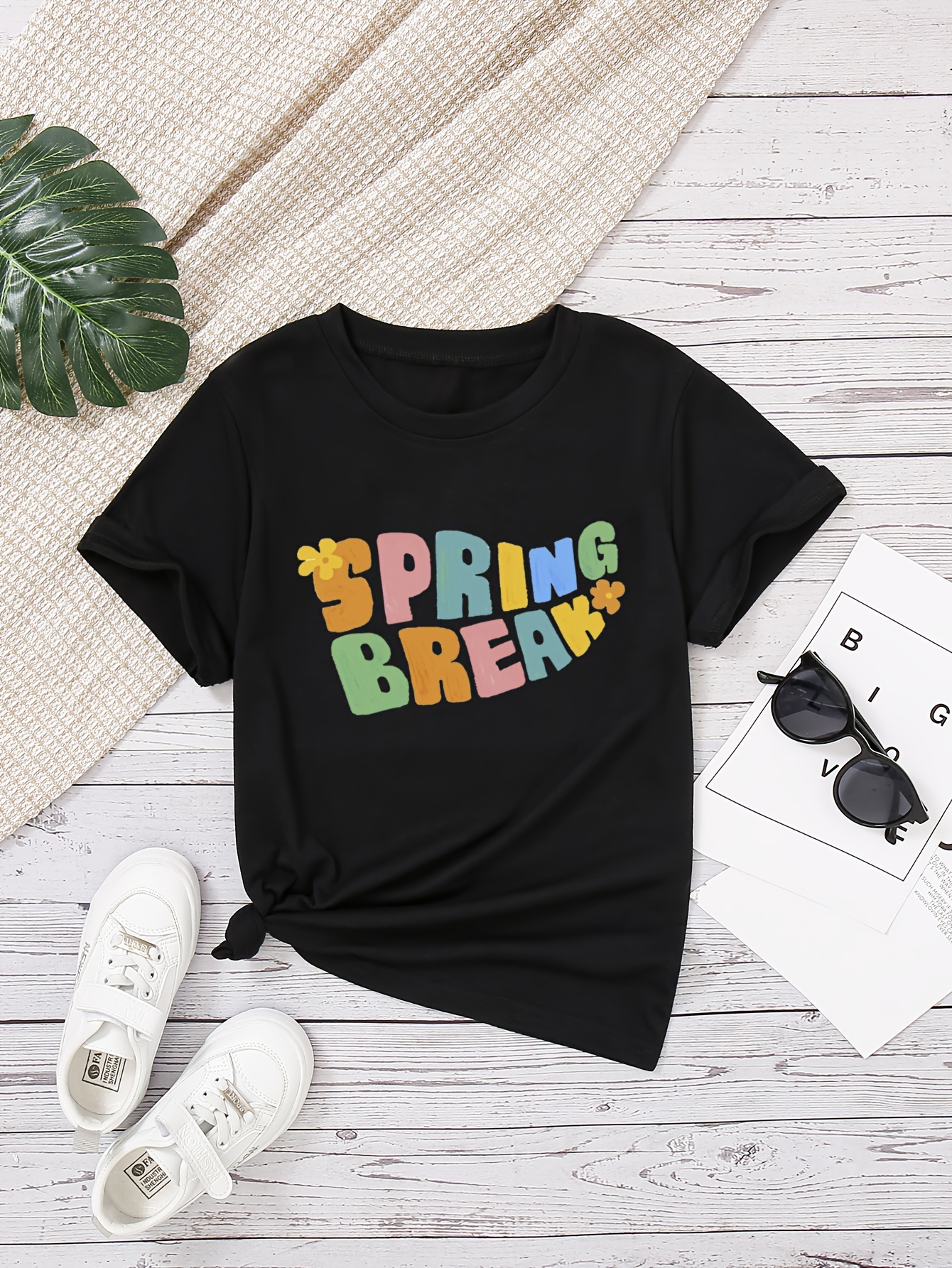 Spring Break Flower Graphic Print Girls' Casual Comfy Crew - Temu New ...