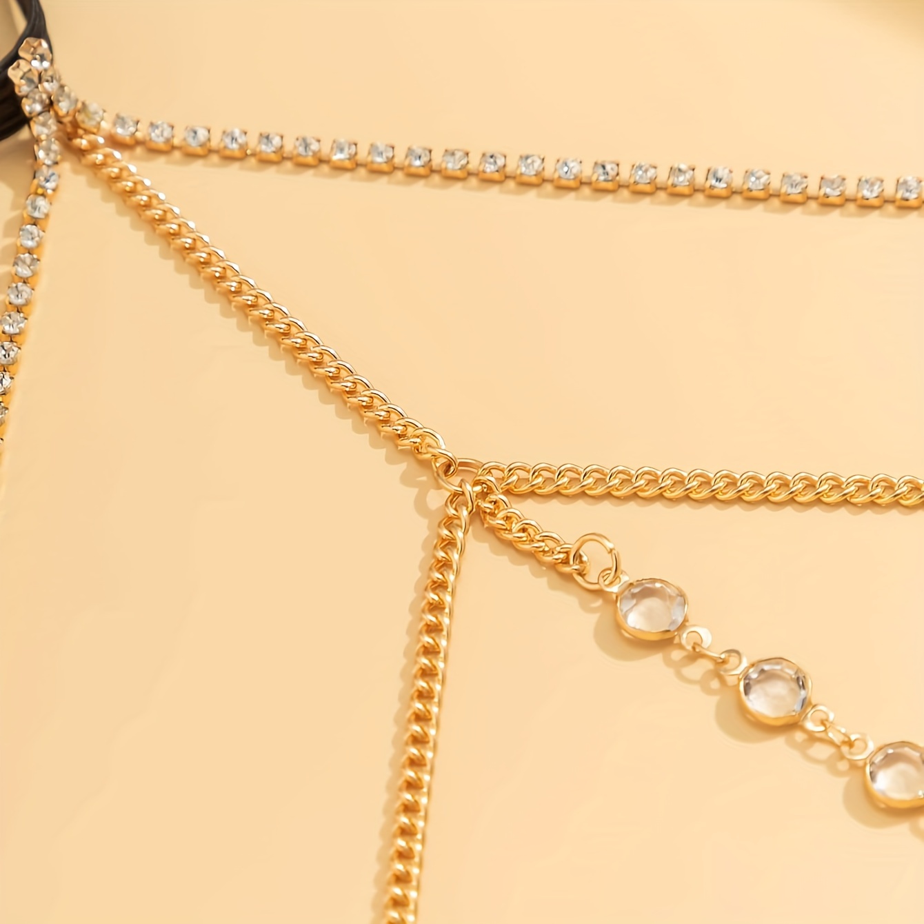Sexy Thigh Chain with Tassels & Crystals, Elastic Bands