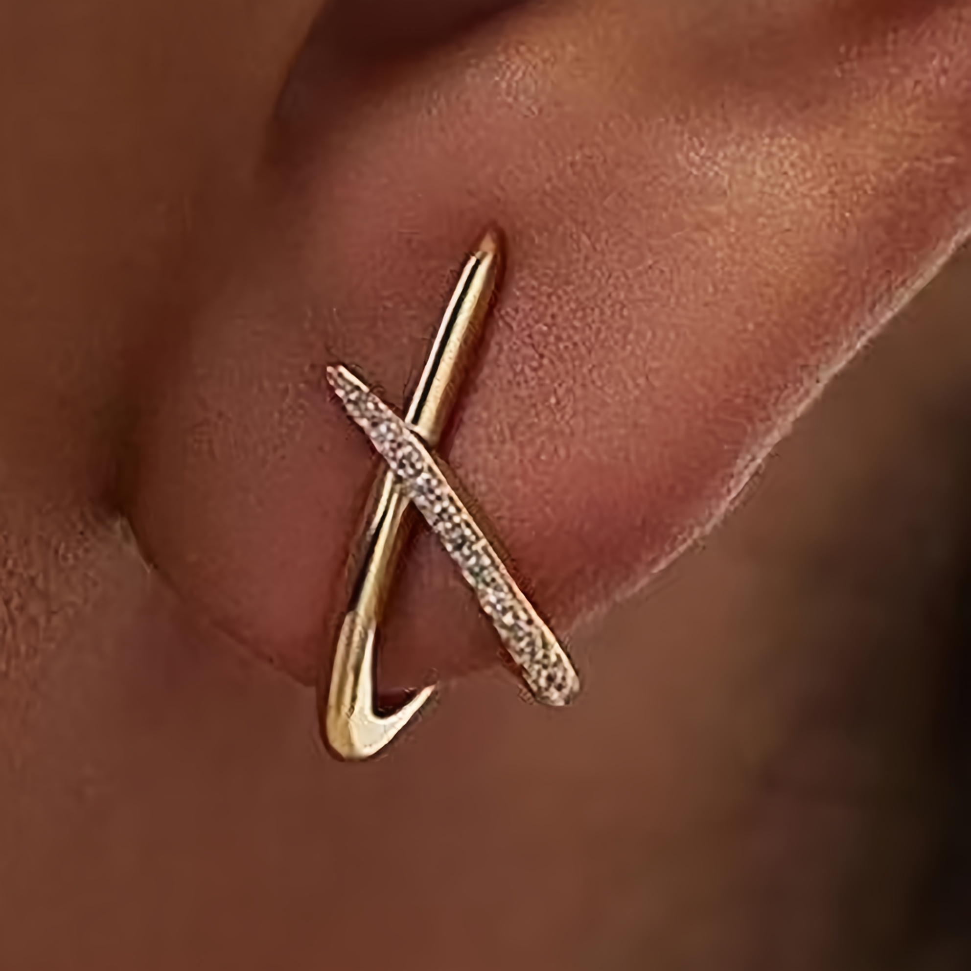 TEMU 1 Paire, Bague d'oreille à clous en cuivre avec bordure, style européen et américain, pour la Saint-Valentin, élégantes et de cœur, pour hommes