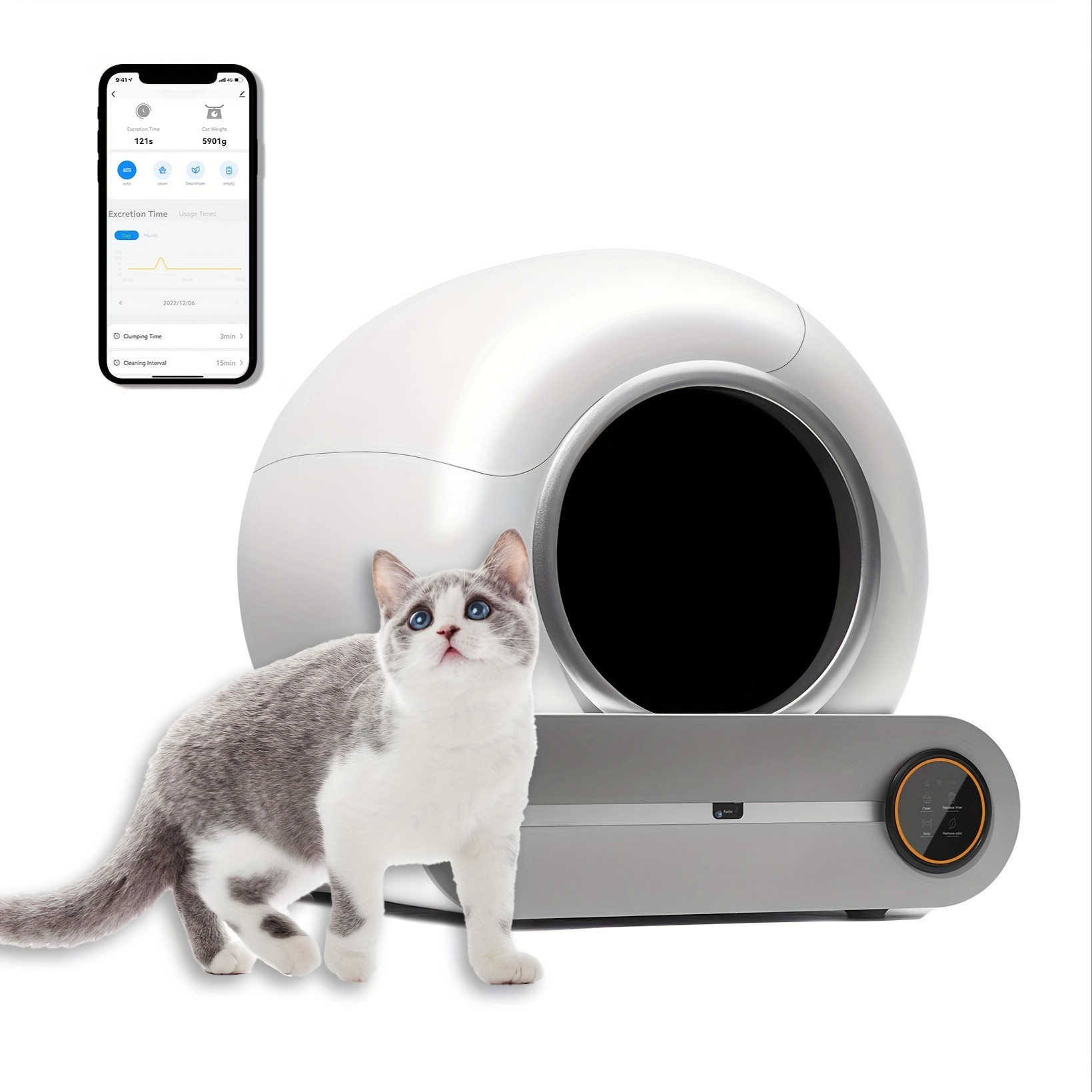 TEMU Self-cleaning Litter Box, Automatic Cat Litter Box, Suitable For 1-, Self-cleaning 65l+9l Large Capacity Cleaning Robot, App Control/odor Removal/safety Protection Smart Cat Litter Box