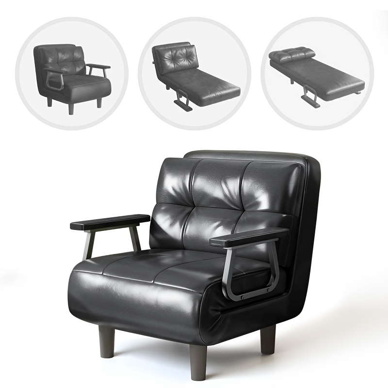 Comfortable Leather Armrest Sofa Bed | Dual-use Folding Frame, Memory Foam, Lightweight, Easy To Move And Clean, Suitable For Living Room, Multiple Colors