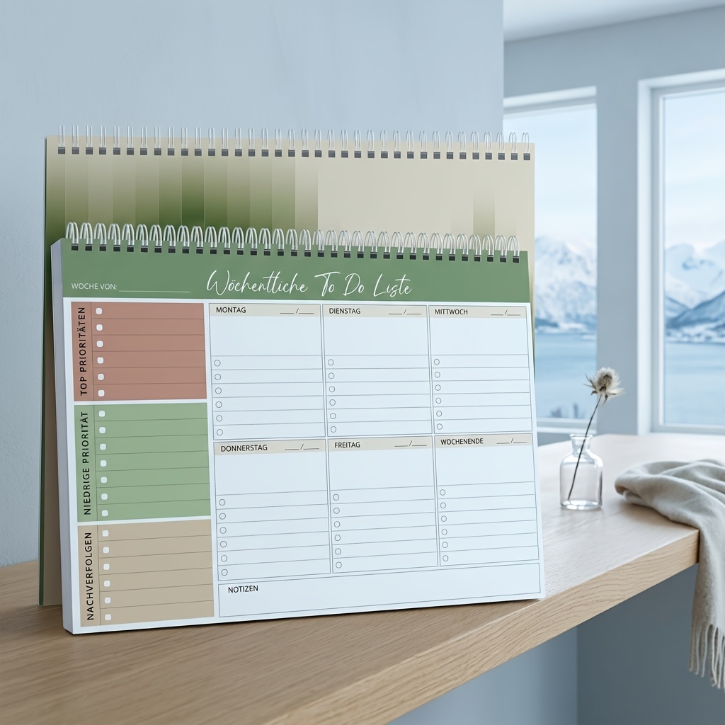 Image of A Weekly Planner In Biroyal A4 Size With No Fixed Dates (52 Pages), Featuring A Desktop Pad With A List, Spiral-bound Weekly Calendar Providing A Weekly And Habit