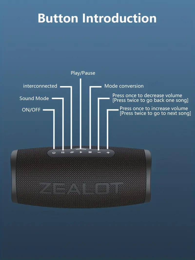 s56 40w portable wireless speakers subwoofer with eq dual pairing long 24h playtime loud stereo bass boost usb c charging ipx 5 for home car outdoor camping black details 6
