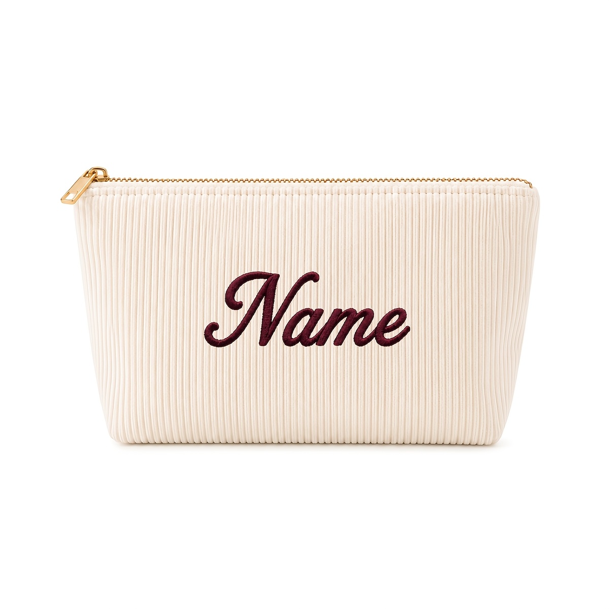 TEMU Personalized Embroidered Name Makeup Bag Corduroy Large Capacity Travel Cosmetic Pouch Custom Toiletry Organizer Women Gift Bridesmaid Birthday