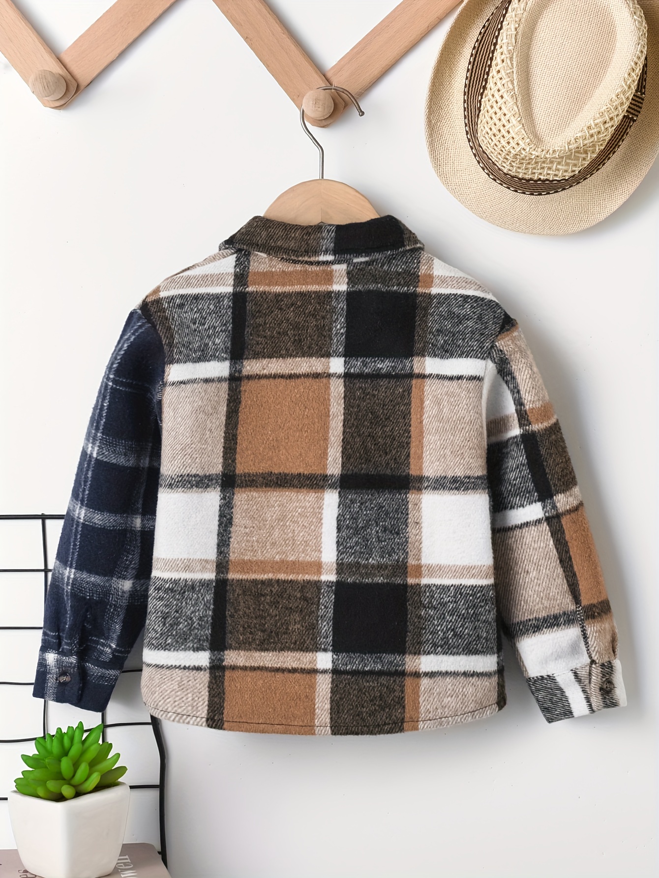 Camicia In Flanella Per Neonati Con Cappuccio - Motivo A Quadri, Maniche Lunghe, Comoda E Calda