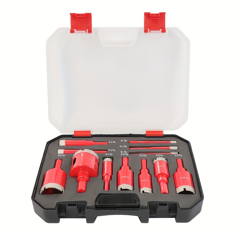 12pcs Diamond Coated Drill Bits Set 6- Kit For Glass Marble Tile Ceramic - Hand Tool
