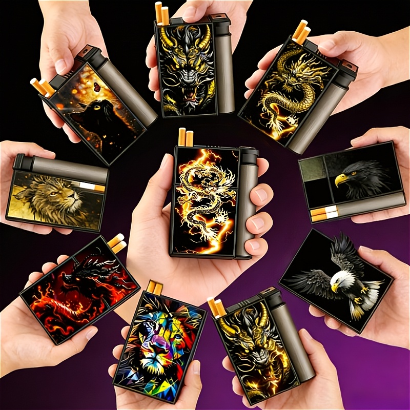 temu cigarette lighters NO Lighter 2-in-1 Portable * Elegant Cigarette Box ABS Aluminium Alloy Case  Box for 20pcs/8mm Cigarettes Capacity Cigarette Box for Men, Lady  Cigarettes Pack Cover Storage Gadget Tool
