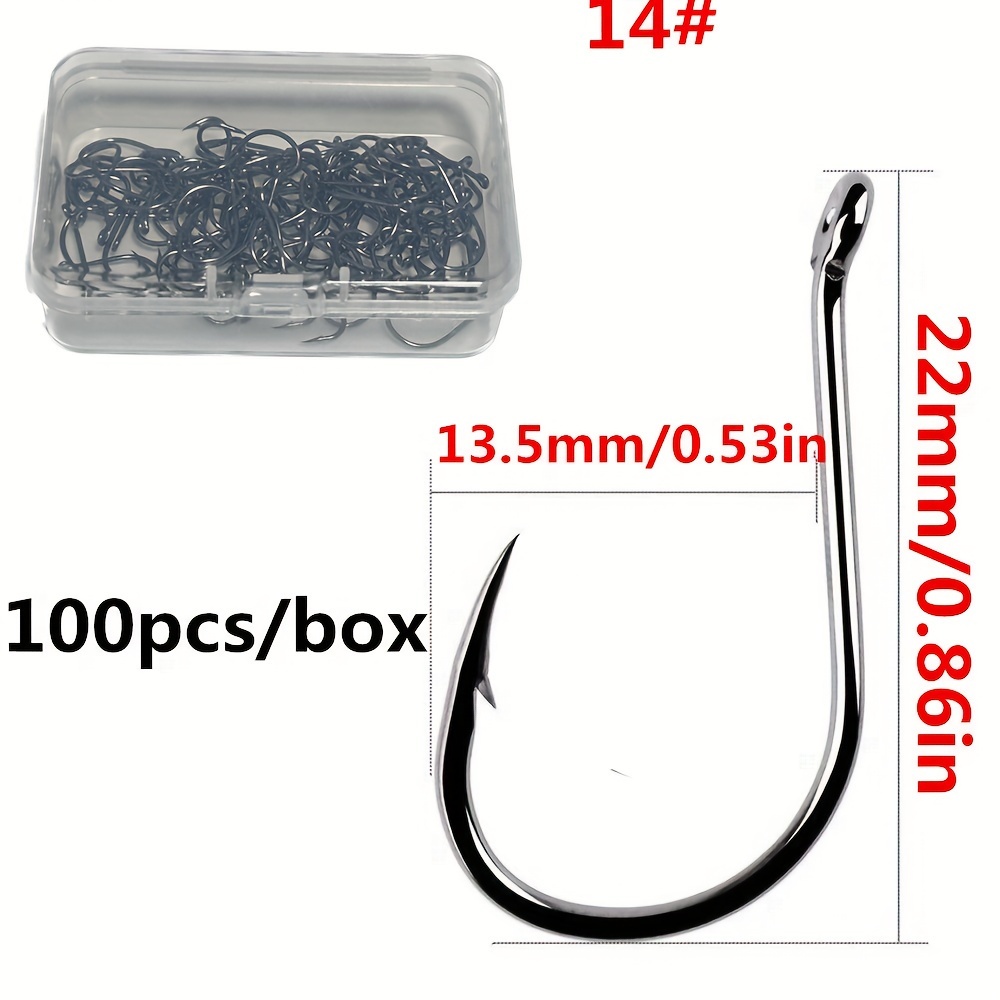 100 Hameçons Porte-appât Acier Carbone Noir Nickel Pêche Achigan Mer