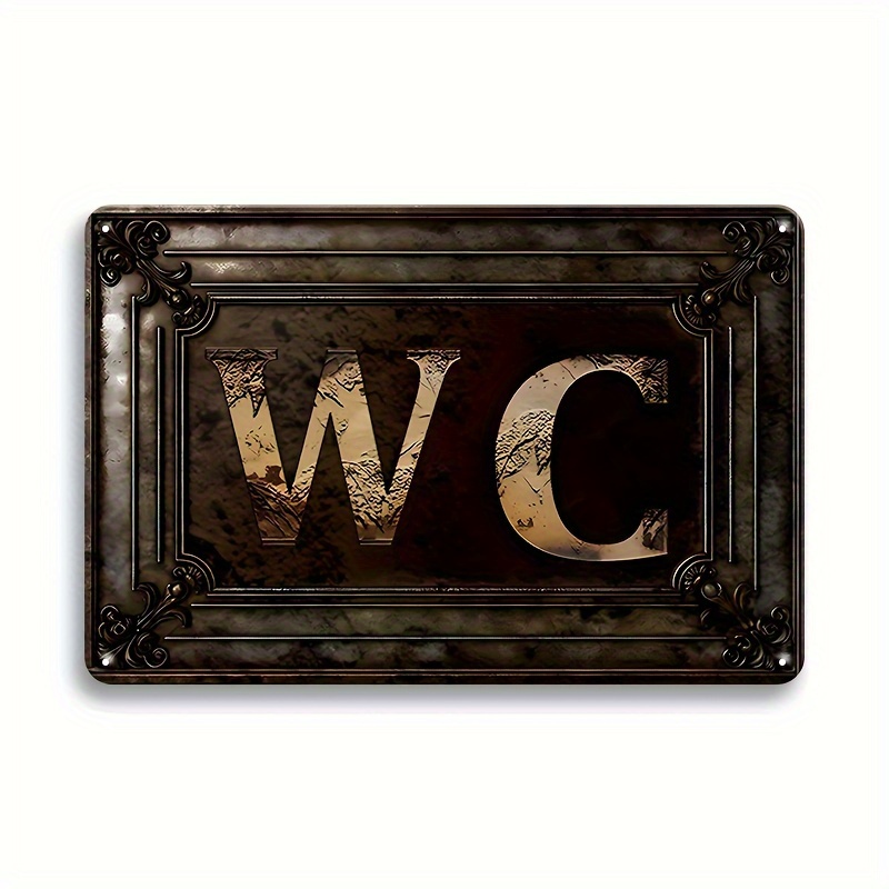 

1pc, Wc Metal Tin Sign, 2d Printing Products, Toilet Vintage Metal Plaque, Washroom Bathroom Door Wall Hanging Plate For Home, Garage, Bar, Dorm, Bedroom, Cafe Shop, Room Decor, Water-proof, 12x8 Inch