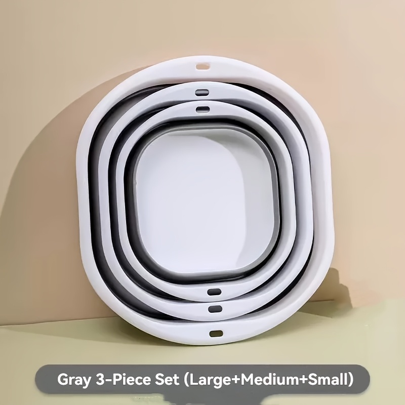3pcs Set Of Foldable Washbasins Dormitory Home Face Wash Basin Laundry Basin Portable Travel Basin