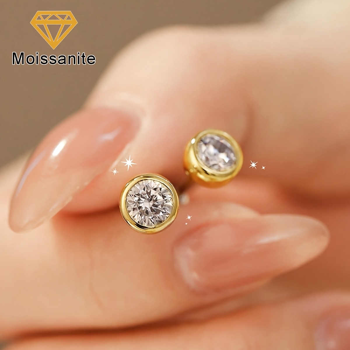 Women's Sparkling Moissanite Earrings, Wedding Season Gift