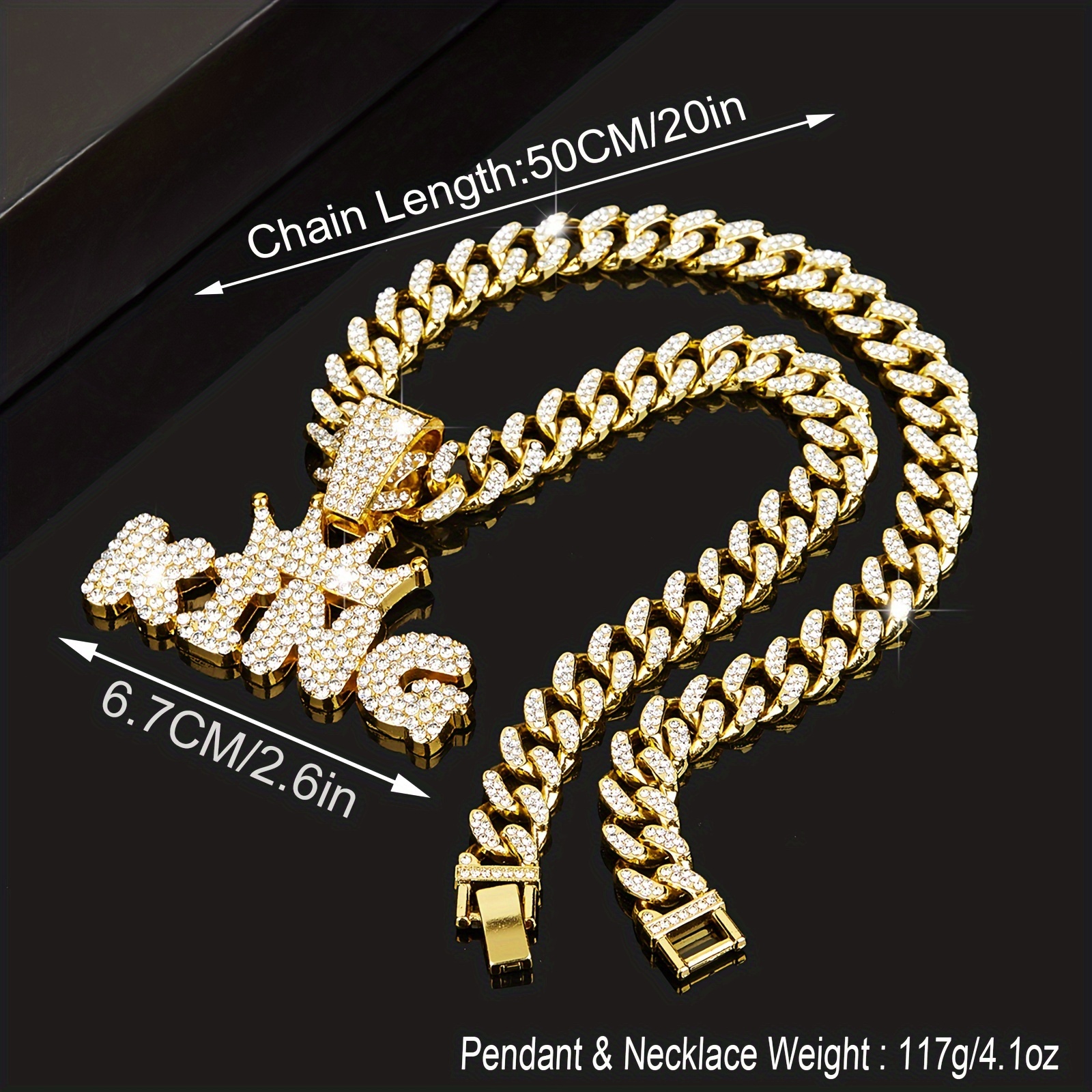 Hip Hop Iced Out Crown KING Pendant