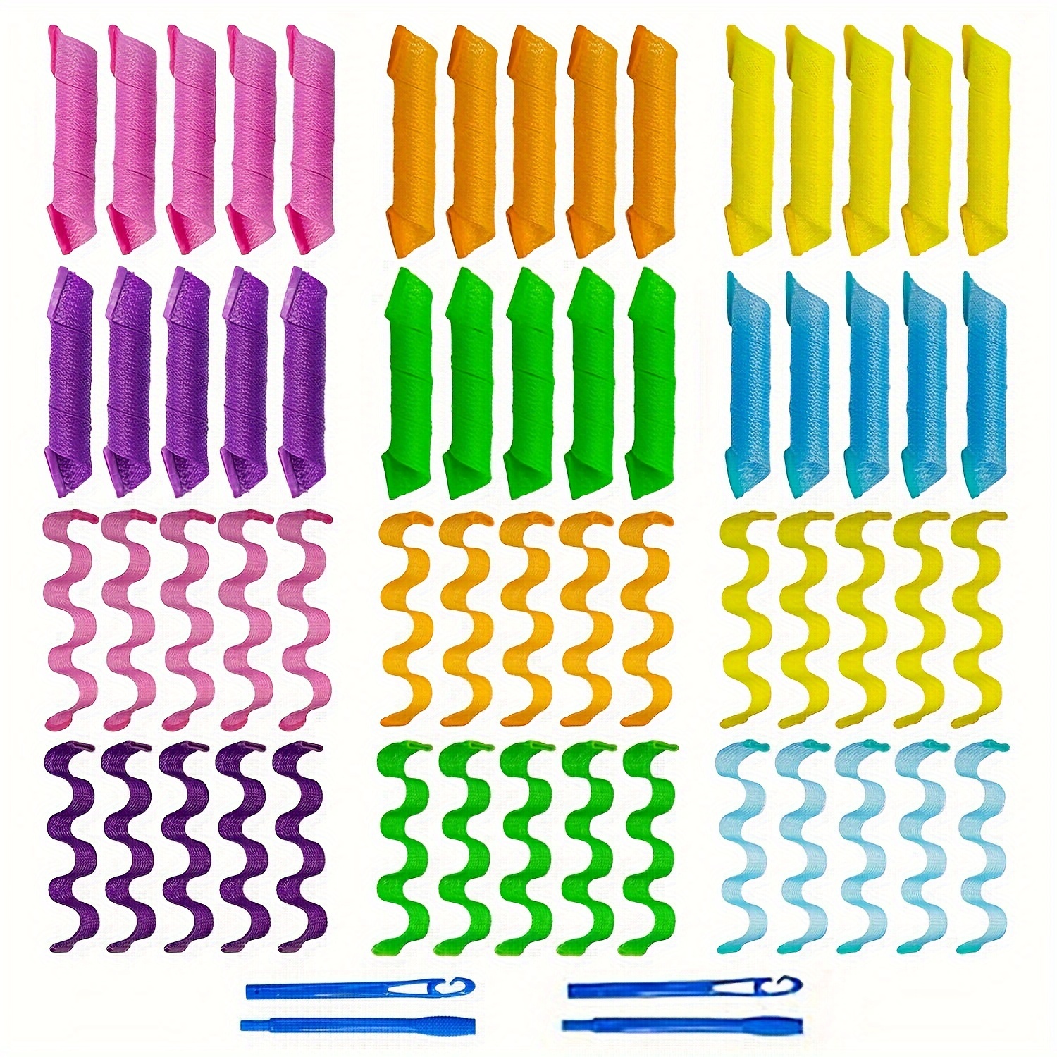 

60pcs Curler Spiral And Wave Style Set 2 Types Of Curler With , Suitable For Women And Girls Short Hair Or Medium Long Hair Tail (9.8in/25cm + 7.87in/20cm Medium Wave )