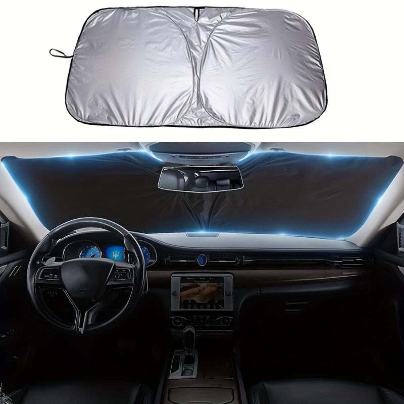 

heat-insulating" Premium Titanium Silver Car Sunshade - Full Blackout Front Windshield Cover For Uv Protection & Heat Insulation