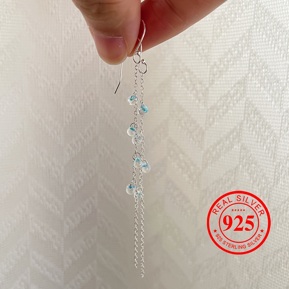 925 Silver Tassel Earrings with Resin Dangles - Nautical Style