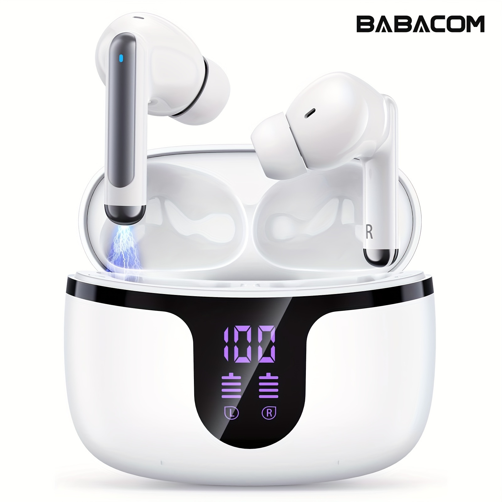 

Babacom Wireless Earphones, [hifi ] Bt 5.3 Earbuds, 50h , , Noise Cancelling Mic, Lightweight Headphones Wireless In-ear With Led Display Charging Case