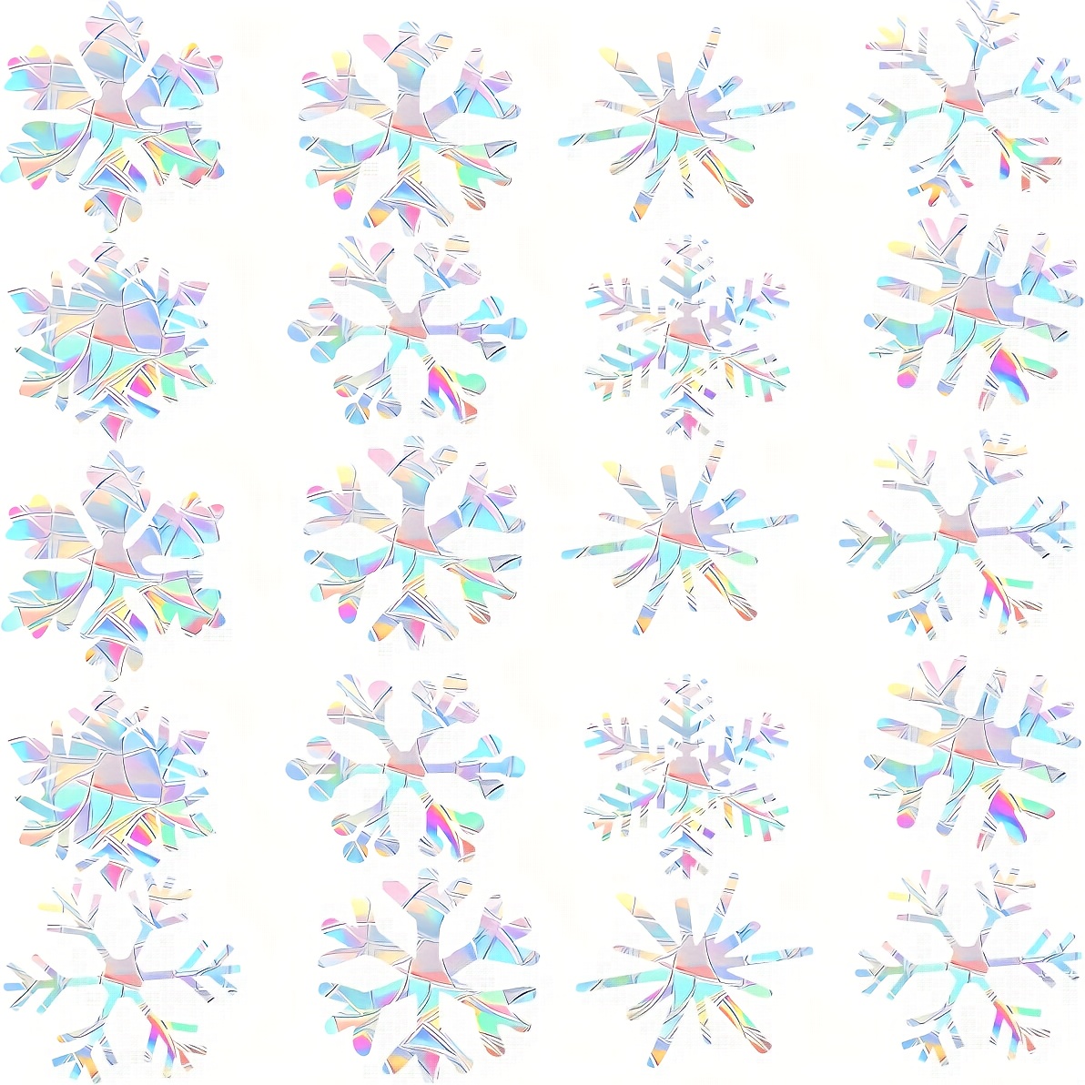 Image of 20 Snowflake Rainbow Stickers - No Glue Required, Reusable Rainbow Capture Stickers To Prevent Birds And Add Christmas Themes, Window Decorations | Christmas Themes | Stickers For Sunlight Decoration