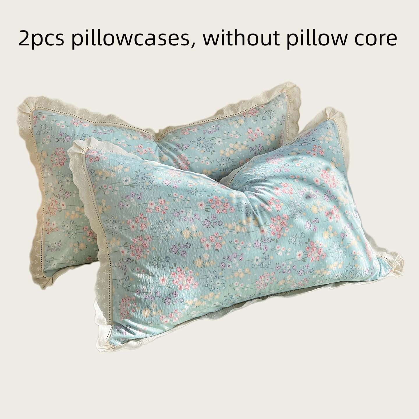 TEMU 2pcs New Openwork Lace Pillowcases, Pillow Inserts Not Included, Floral Pattern Pillow Covers, Suitable For Home Bedroom Bedding, Bedding