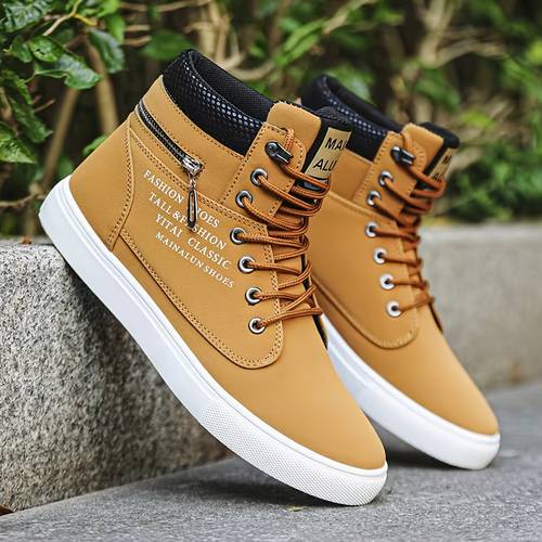 item picture mens terrain lightweight hiking skateboarding boots upper pvc sole shoes with lace up ankle for compatible for hiking gym skateboarding year round