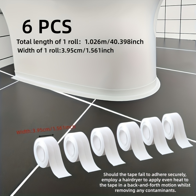6 Rolls Of Self-adhesive Waterproof Sealing Strip, Durable And , Suitable For Bathrooms And Kitchens, Seam Sealing Tape, No Tools Required, Peel And Stick