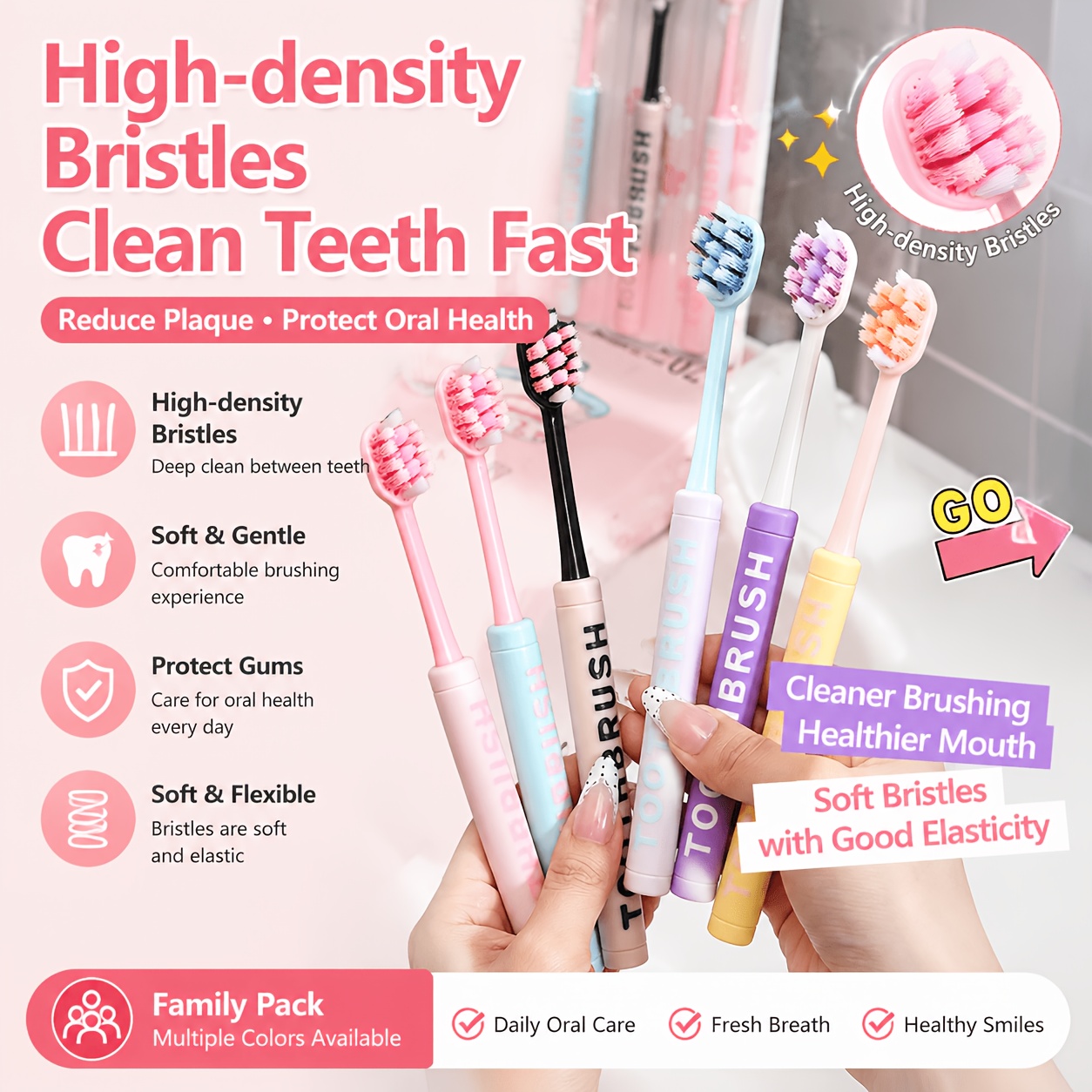 Cherry Blossom Toothbrush Set with Soft Bristles