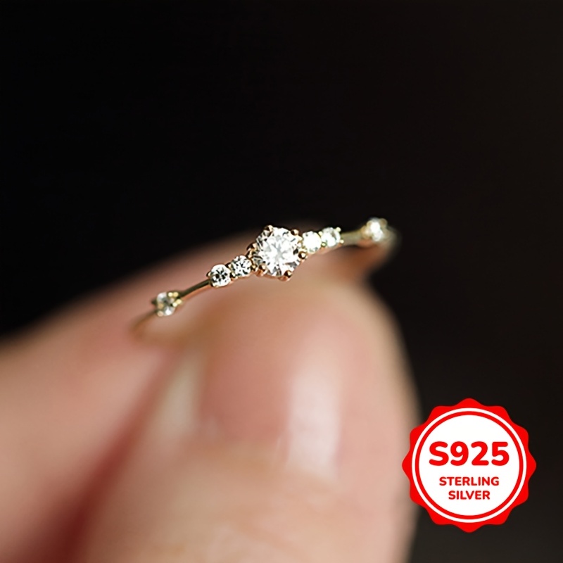 925 Sterling Silver Zirconia Ring Women'S Birthday Gift