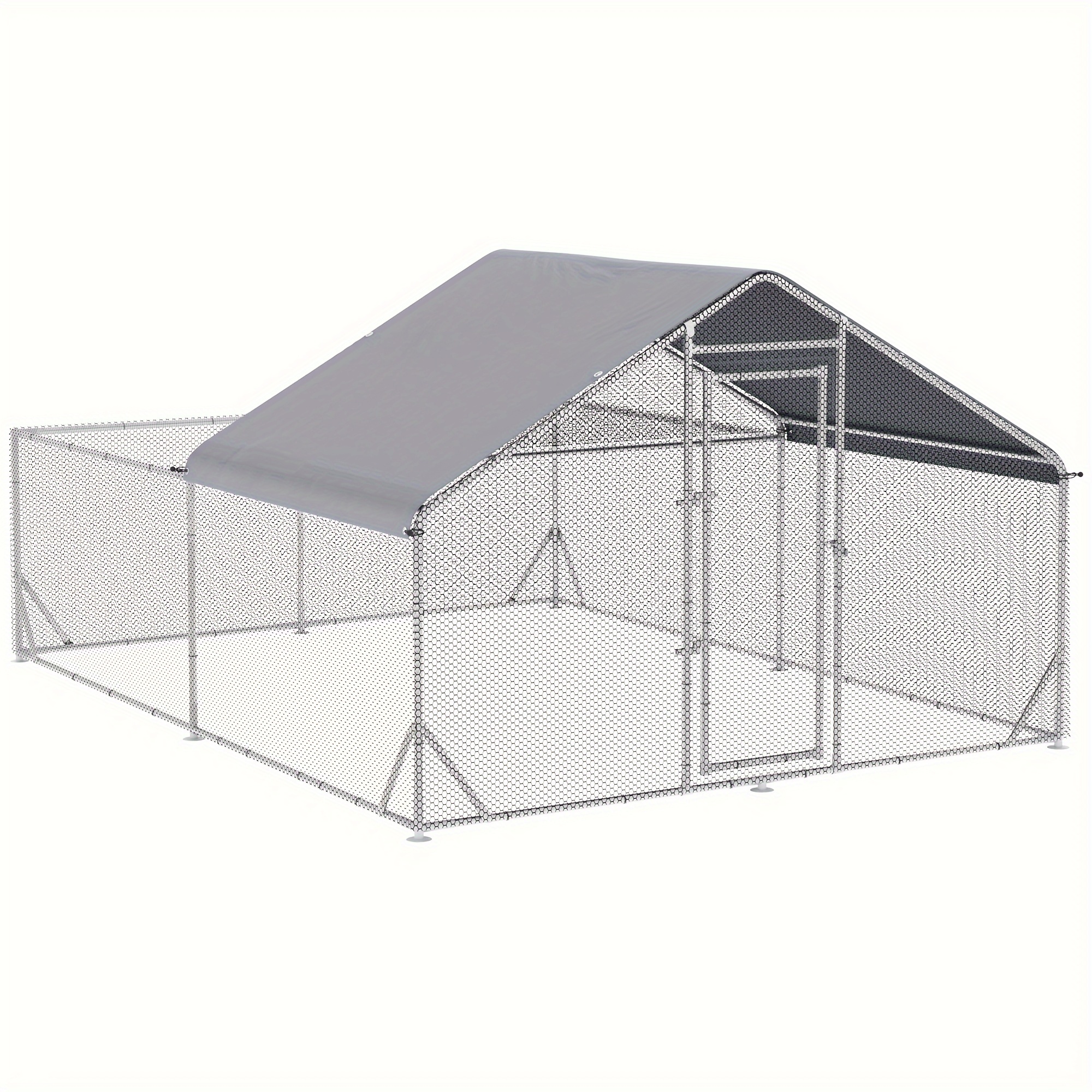 

Pawhut Large Chicken Coop Metal For Chickens With Waterproof And Anti-uv Cover, Spire Shaped Walk In Fence Cage Hen House For Outdoor And Yard Farm Use, 1" Dia, 9.8' X 13.1' X 6.4'