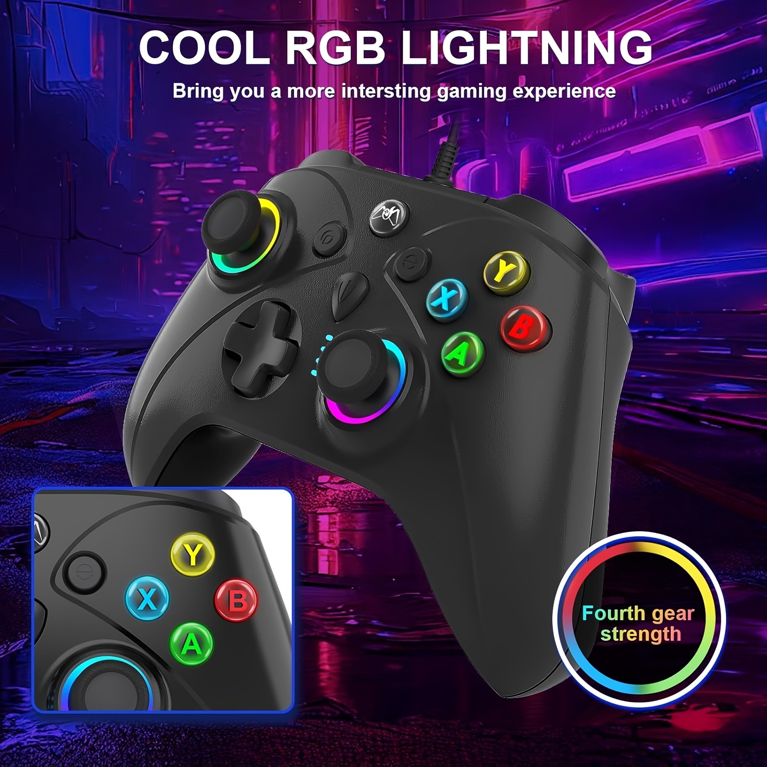 Wired Controller for *|S One, PS4, Switch, PC Ergonomic Gamepad with  RGB Lighting, Turbo Function Back Paddles, USB-Powered, 4th