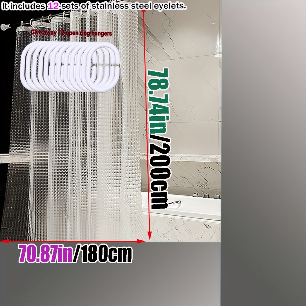 Image of Transparent Cat Eye Texture Shower Curtain, To Damp And Stuffy Translucent But Opaque Easy To Clean Multi-scene Universal Bathroom Partition Curtain