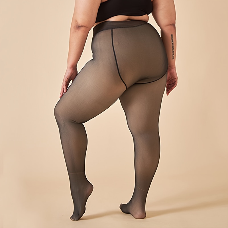 Collant foderati in pile da donna, leggings termici traslucidi a