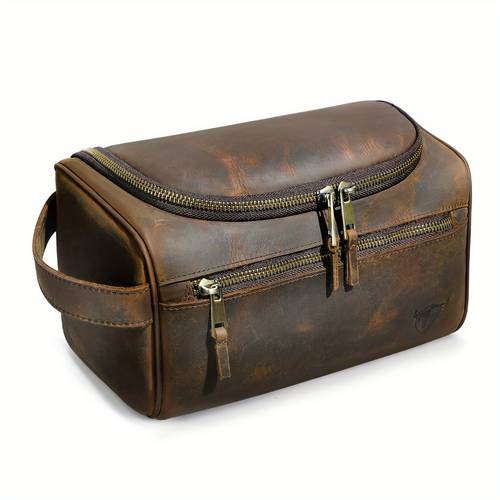 1pc mens retro wash bag top layer cowhide makeup bag