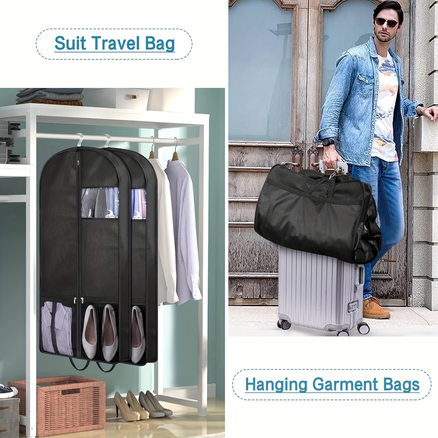 2pcs thick padded travel garment bag hanger suit coat Temu