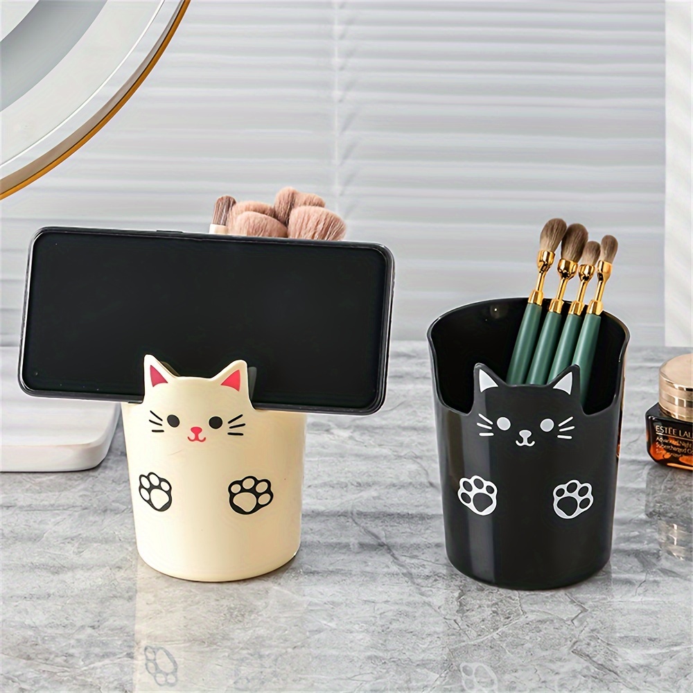 Cat Design Pen Holder Cute Multi functional Durable Makeup - Temu