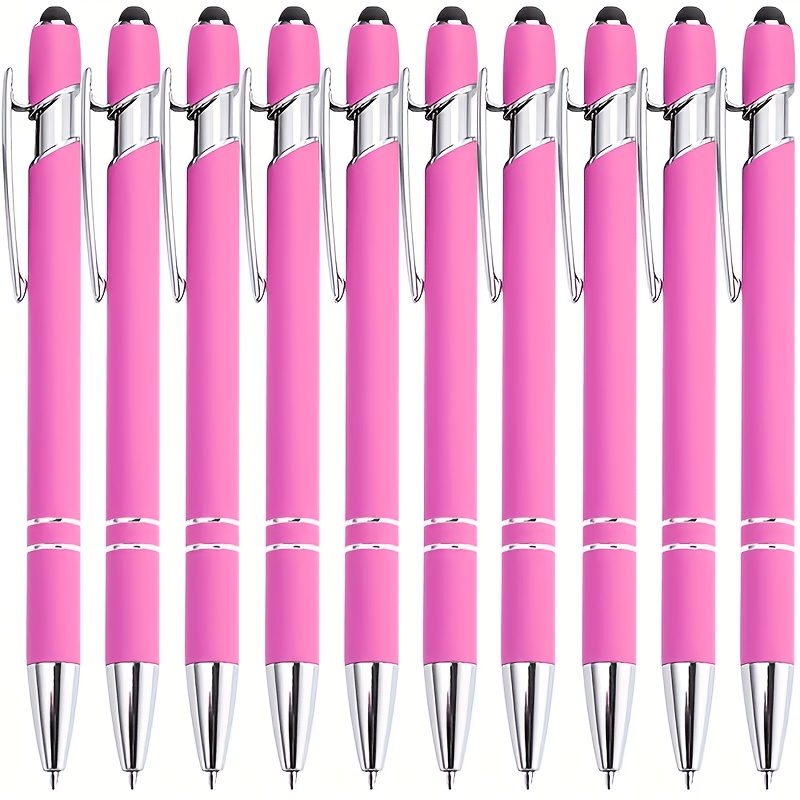 12  pink ballpoint pens smooth writing 2 pens 10 refills with touchscreen stylus tip multi purpose use non   compatible with all devices ideal for daily use