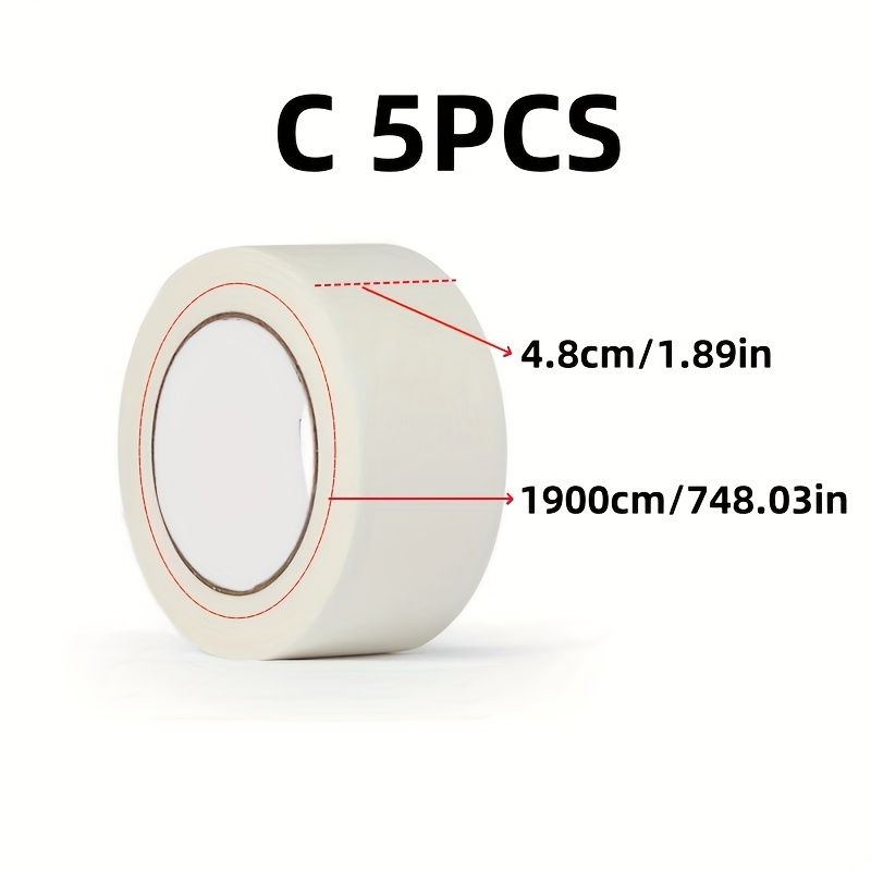 Image of 5 Rolls Of Masking Tape, Masking Artist Tape, White , Detachable Paper Tape For Drafting Art Watercolor Canvas Frames Suitable For Home, School Stationery, Art, Office, Crafts, Labels